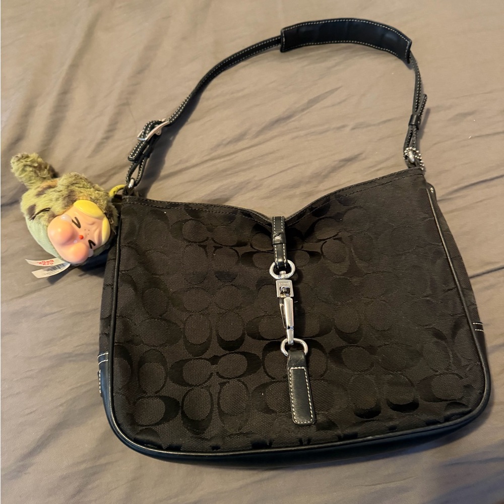 Vintage coach 6091 Hampton buckle - black signature canvas